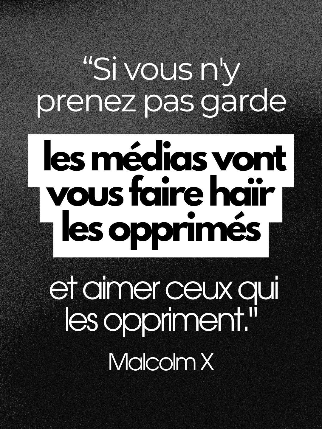 Citation — Malcolm X (fond noir)